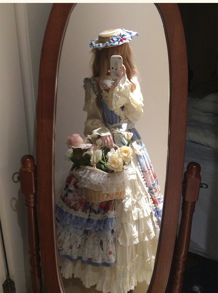 Honey Machine - Sweetheart Rabbit Berry - Country Lolita JSK & OP Dress Suit 44133:796178