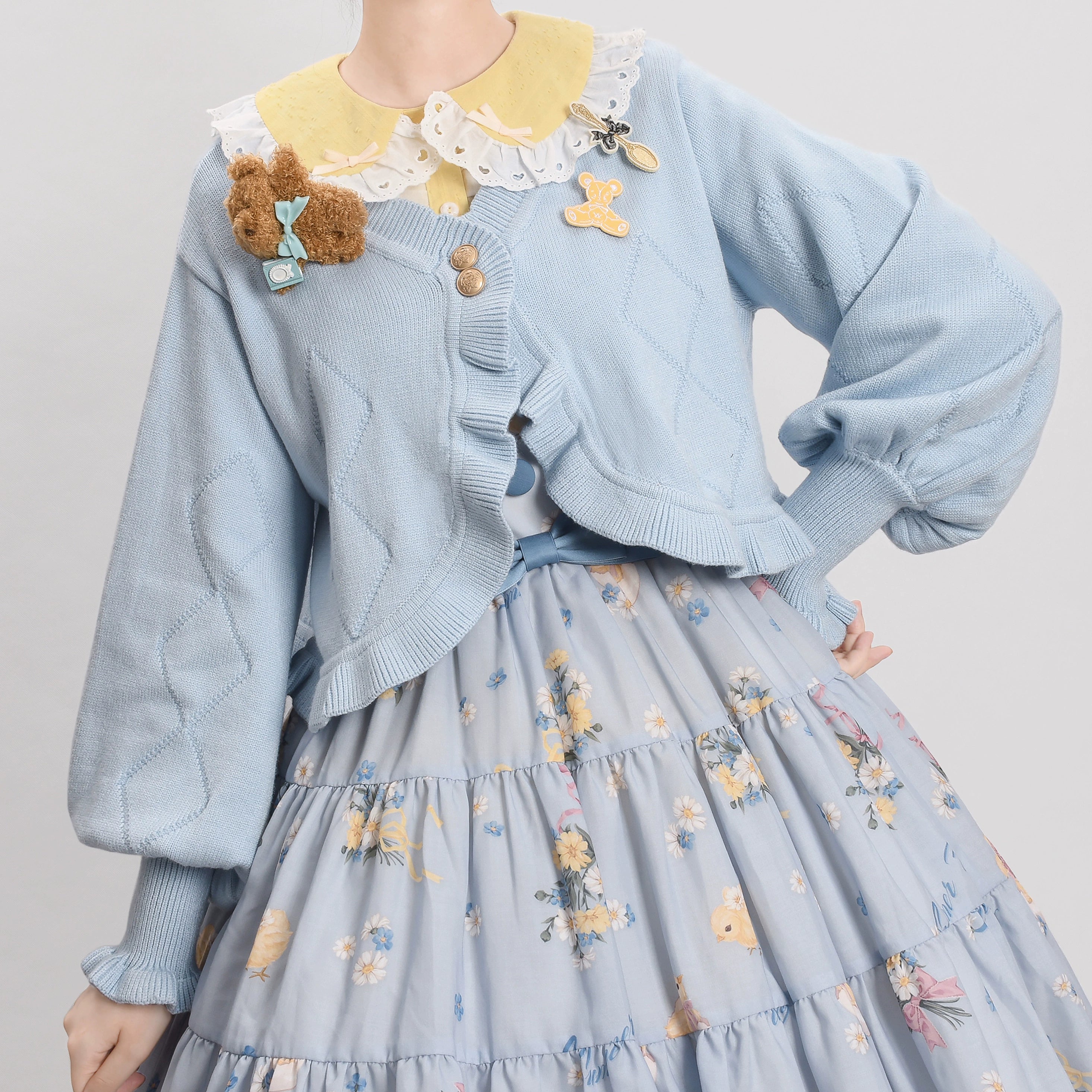 MIST - Cookie - Vintage Lolita Cardigan Short Sweater Multicolors