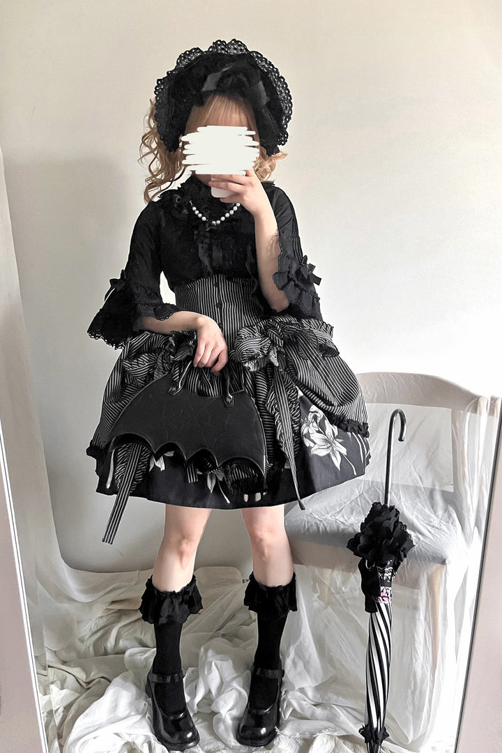 Vcastle~Sweet Crepes~Sweet Lolita Shirt with Princess Sleeves and Bow Chain