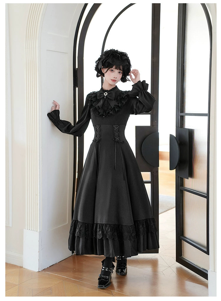 With PUJI - White Daylight - Elegant Lolita Long Sleeve OP Dress, Side Zipper 44042:793839