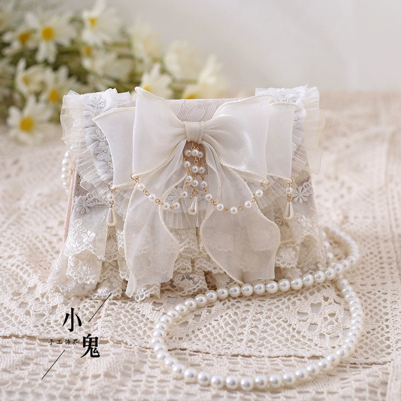 Xiaogui~Elegant Lolita Handbag Ivory Tea Party Lolita Bag   