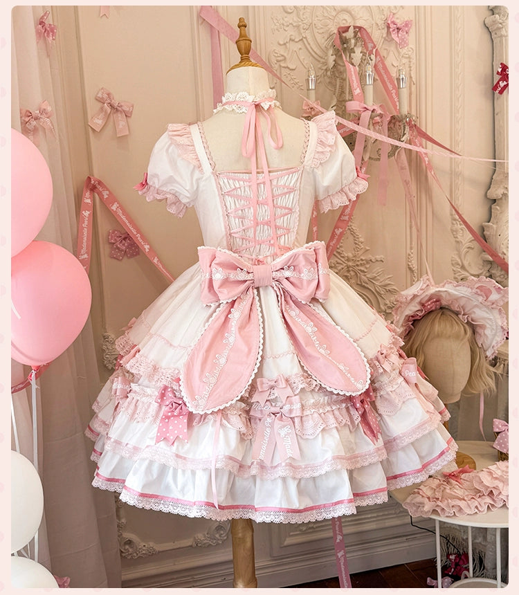 Mademoiselle Pearl~Bow Rabbit~IP Collab Sweet Lolita OP in Multiple Styles 43054:763928