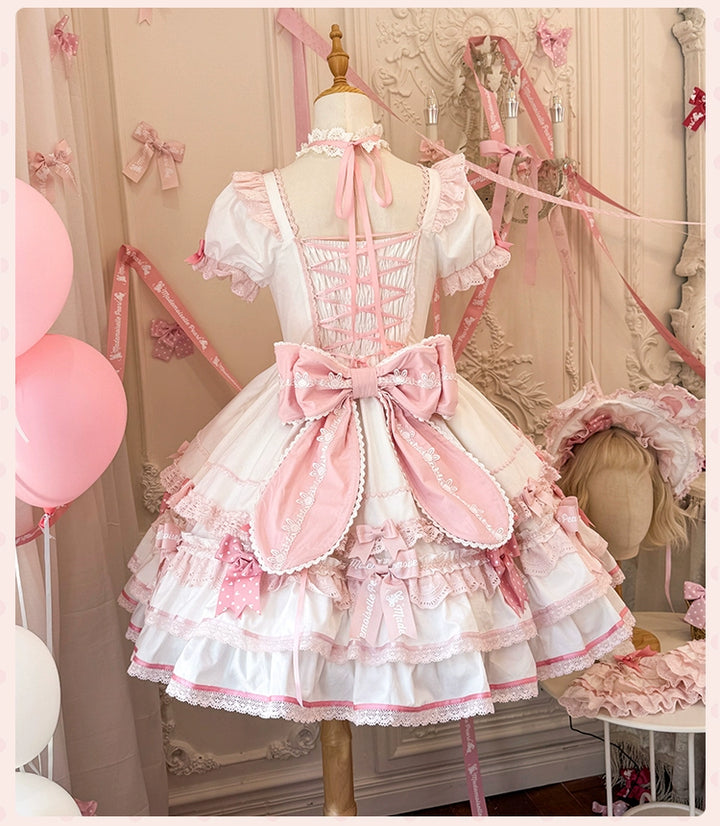 Mademoiselle Pearl~Bow Rabbit~IP Collab Sweet Lolita OP in Multiple Styles 43054:763928