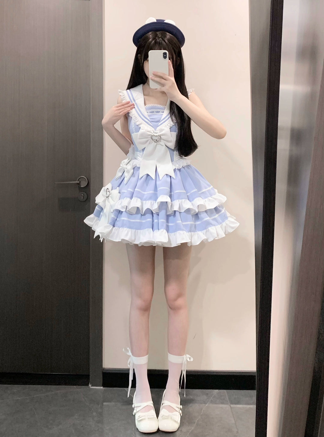 Platycodon House~Going to the Sea~Sailor Lolita OP Youth Lolita JSK Tiered Dress