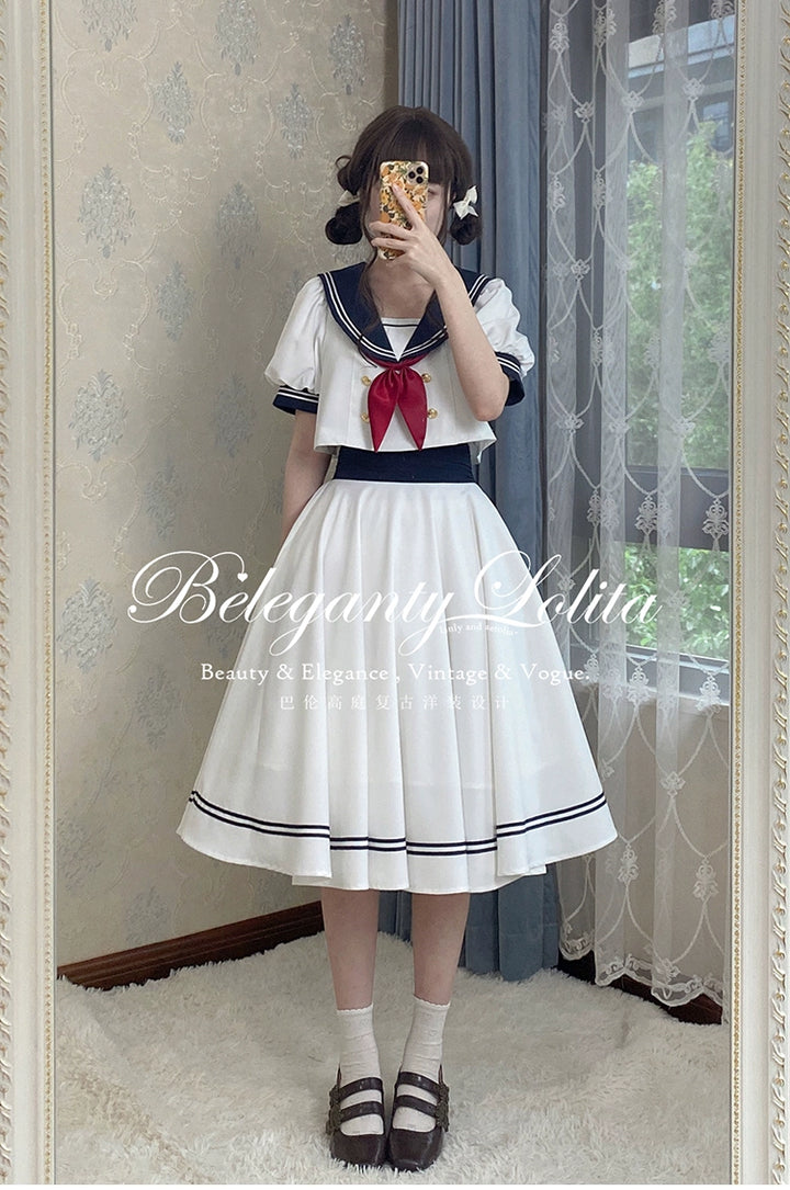 Beleganty - Sea and Wind Separate SP3.0 - Sailor Lolita Puffy Sleeve Blouse 43389:775307