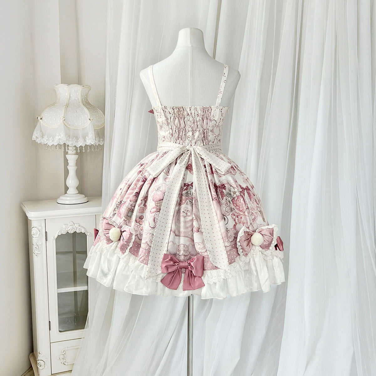 Matutu - Dessert Catlets - Sweet Lolita JSK, Strawberry And Cat Prints