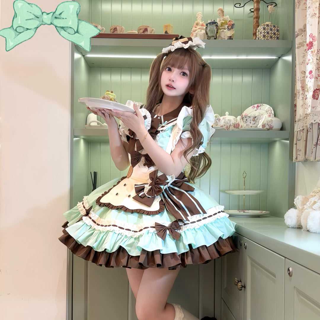 Platycodon House~Mini Cookies Mint Chocolate~Sweet Lolita OP Maid Lolita Dress   