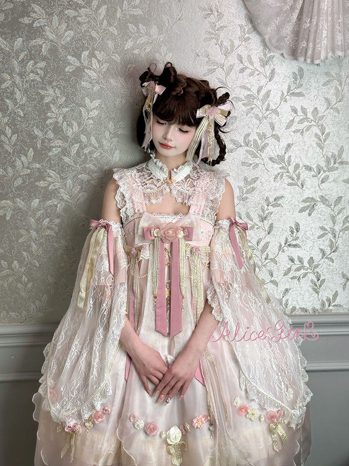 Han Lolita JSK Chinese Style Dress with Butterfly and Floral