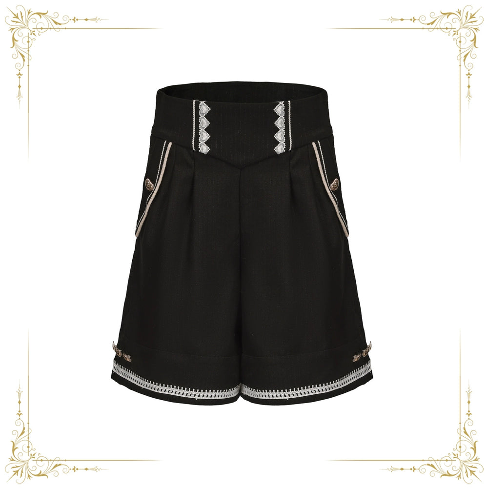 Immortal Thorn - Immortal Duke of Rabbit - Ouji Lolita Shorts With Heart-Shaped Detail Black S