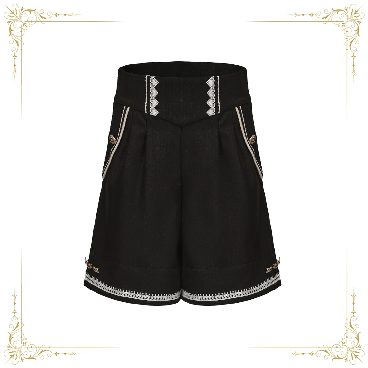 Immortal Thorn - Immortal Duke of Rabbit - Ouji Lolita Shorts With Heart-Shaped Detail Black S