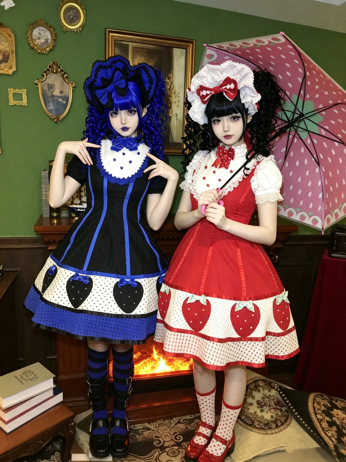 Old School Lolita JSK, Hand-Studded Strawberry