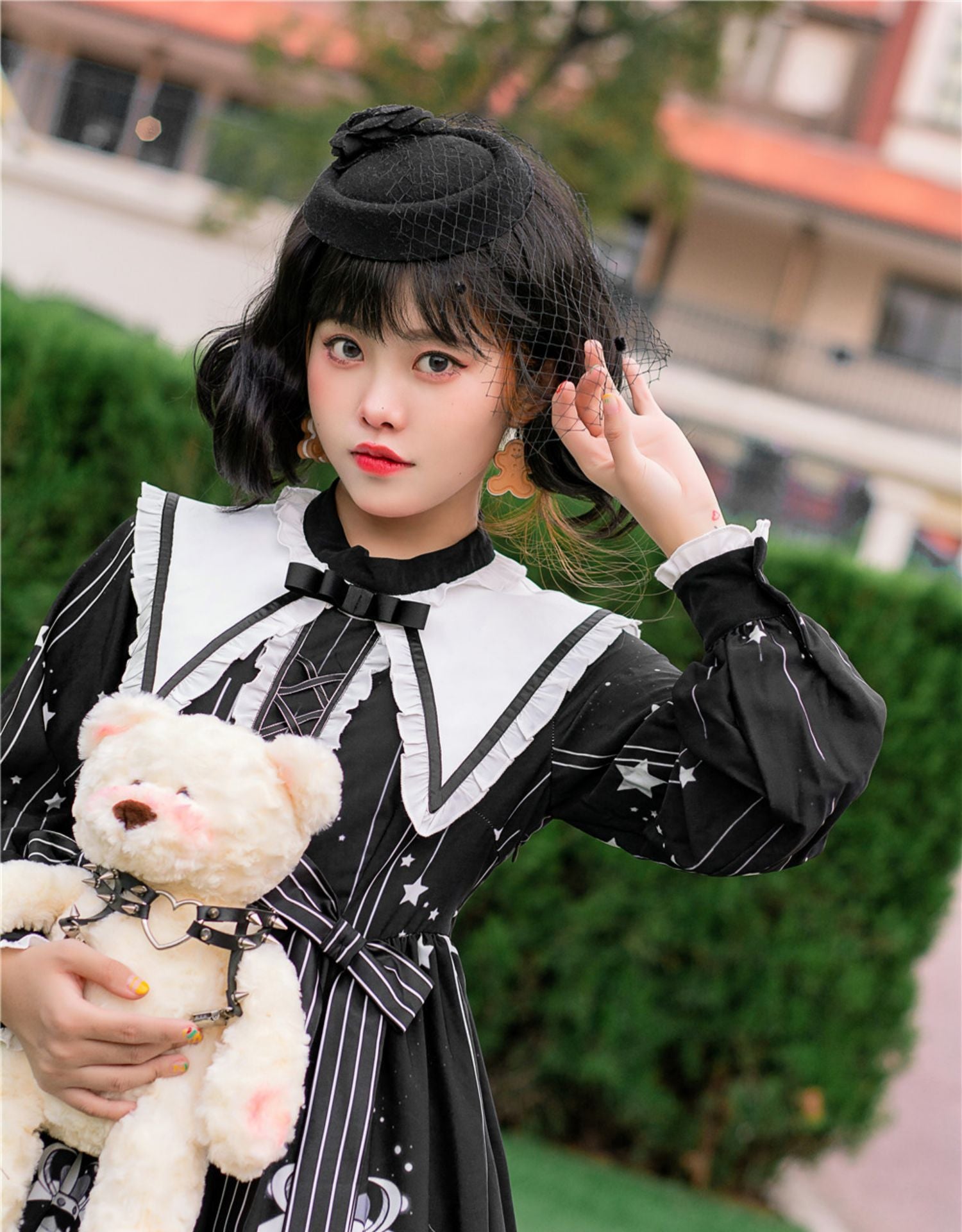 Niu Niu~Plus Size Lolita OP Dress Black Long Sleeve 13904:187132