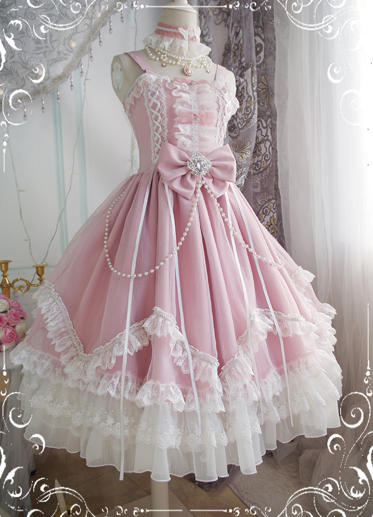 (Buyforme)Fairy Tales~Fate Quartet Bridal Lolita Gothic JSK Dress pink L JSK set (with 5 detachable accessories)