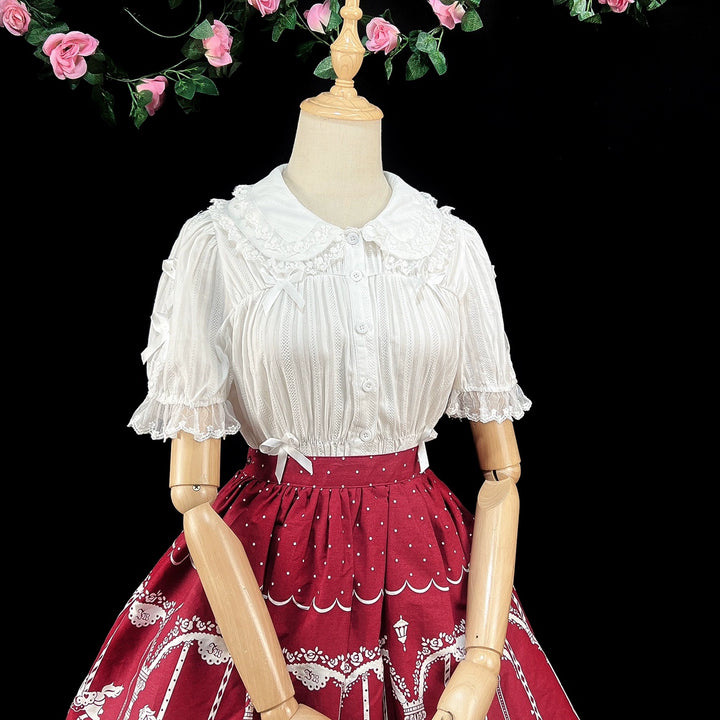 DMFS Lolita~Sweet Lolita Shirt Doll Collar Blouse High-waisted   