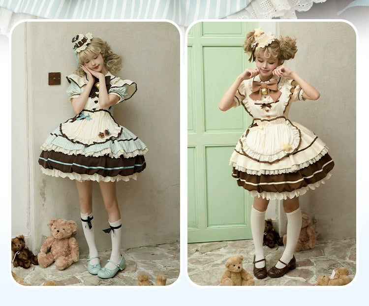 Sakurahime~Berry Bubble~Kawaii Lolita OP Tiered Ruffles Apron Lolita Dress