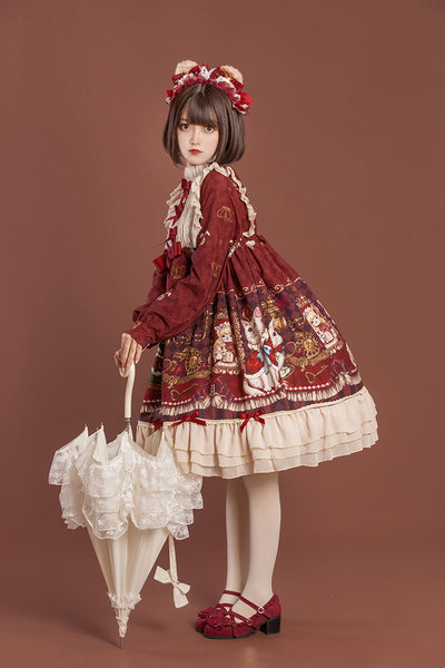 OCELOT~Crown Bear~Kawaii Daily Lolita Long OP Dress   