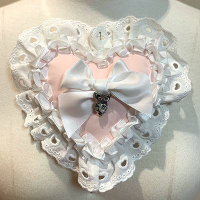 (BFM)BLAKTEARS KISS~Sweet Lolita Headband Kawaii Top Hat Free size Pink and white (heart-shaped hair clip/brooch) 
