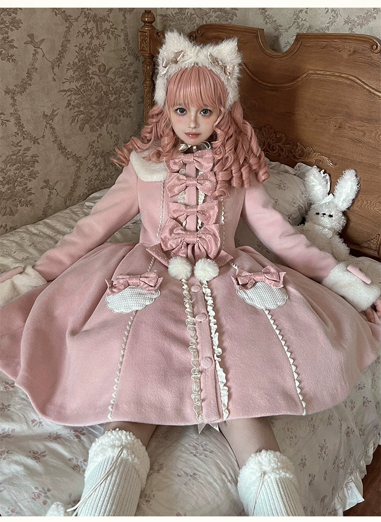 Sakurahime~Sweet Cookie~Sweet Lolita Coat Detachable Cape Pastel Outwear   