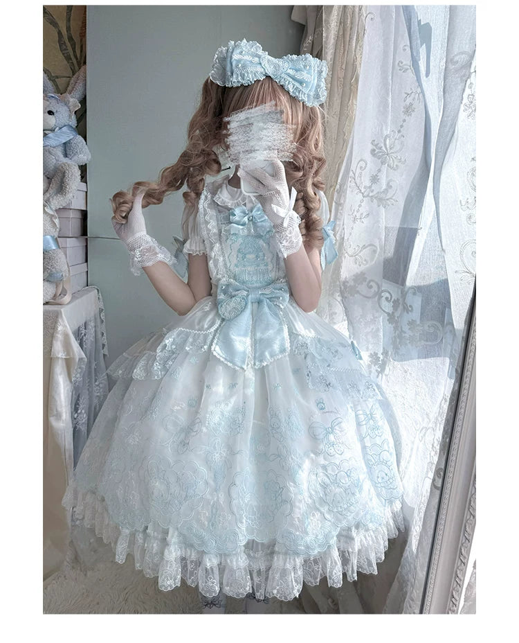 Strawberry Momo Party - Sweet Lolita OP and JSK, Strawberry Print and Cake Embroidery 45548:853195