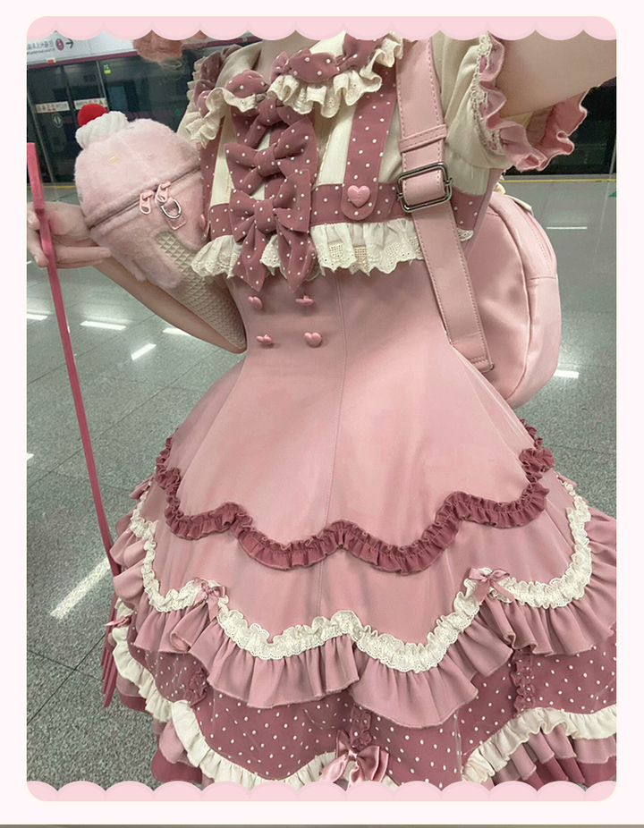 Sakurahime~Bunny Breeze~Pink Sweet Lolita OP Dress with Cute Hat and Bunny Ears