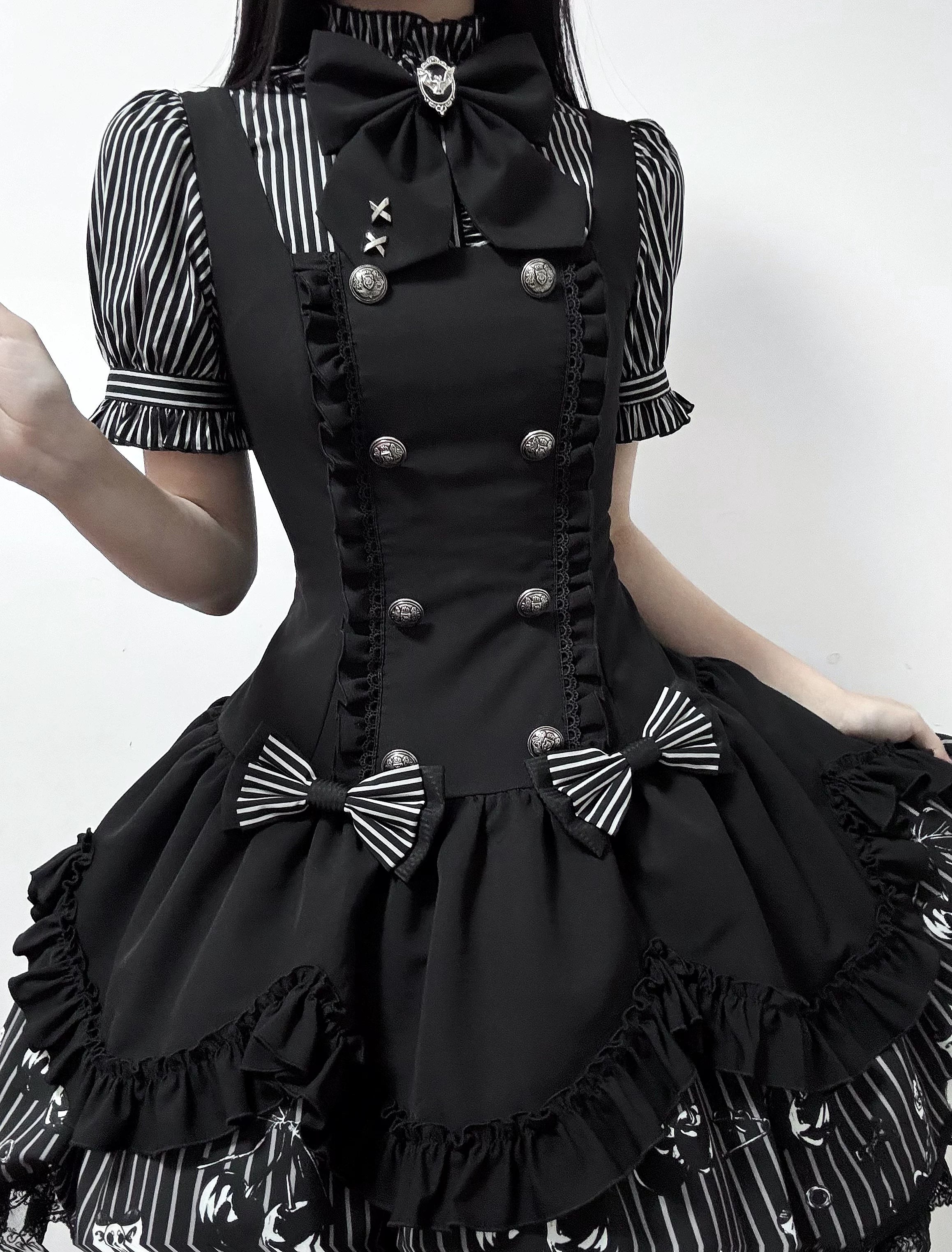 Dark Lord - Gothic Lolita Striped JSK Set, Skull Print 44837:825298