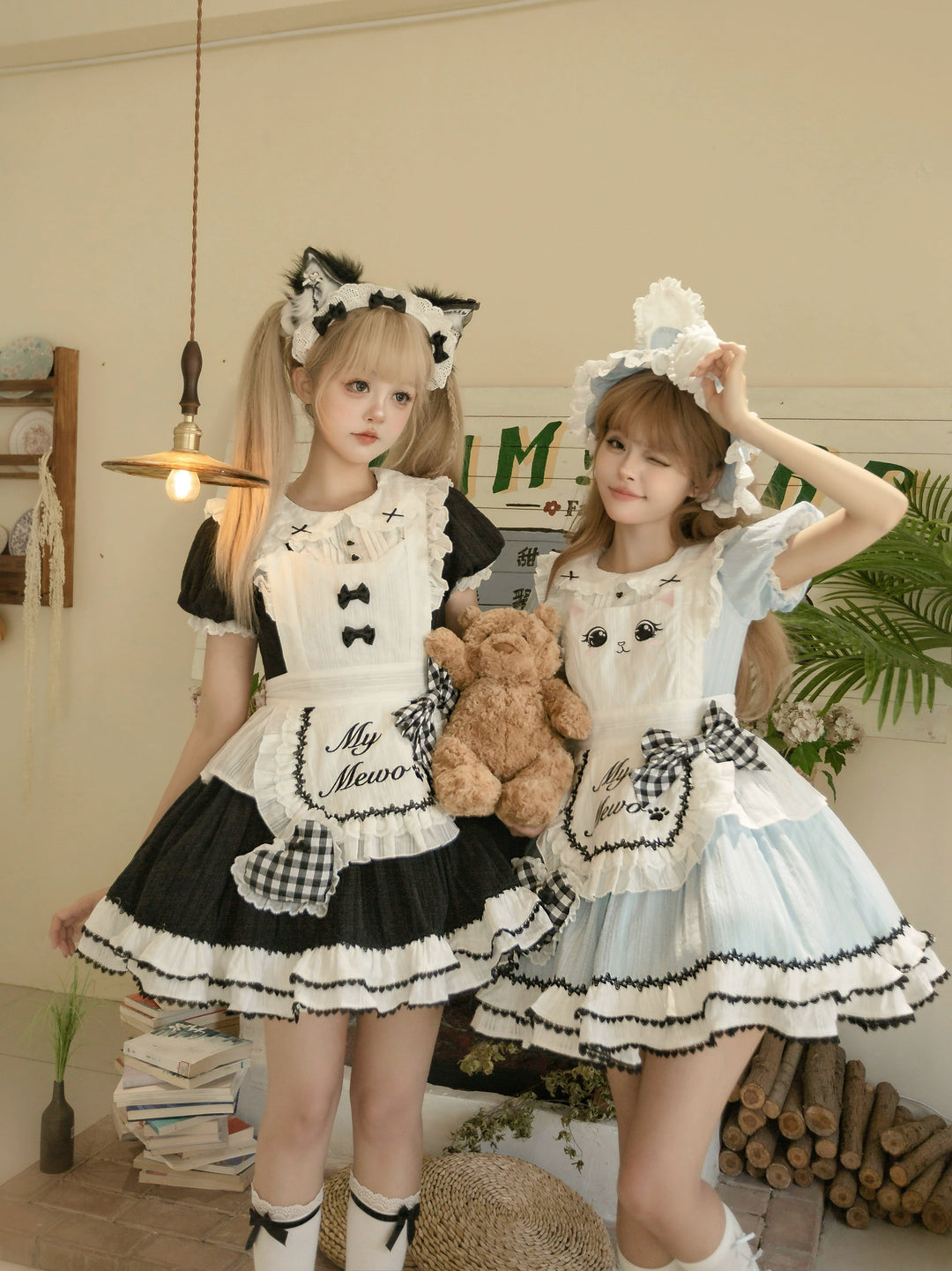 Cream doll~Kitten Maid~Twin Lolita OP Dress Cream Doll Maid OP   