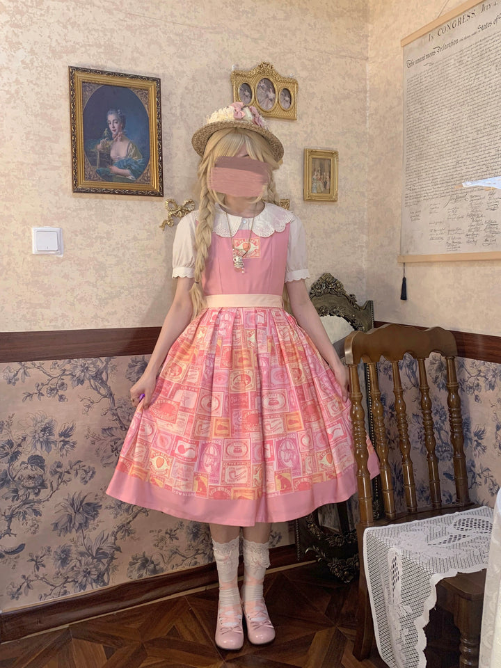 Miss Cube - Antique Label - Retro Lolita JSK Dress Print Daily Dress
