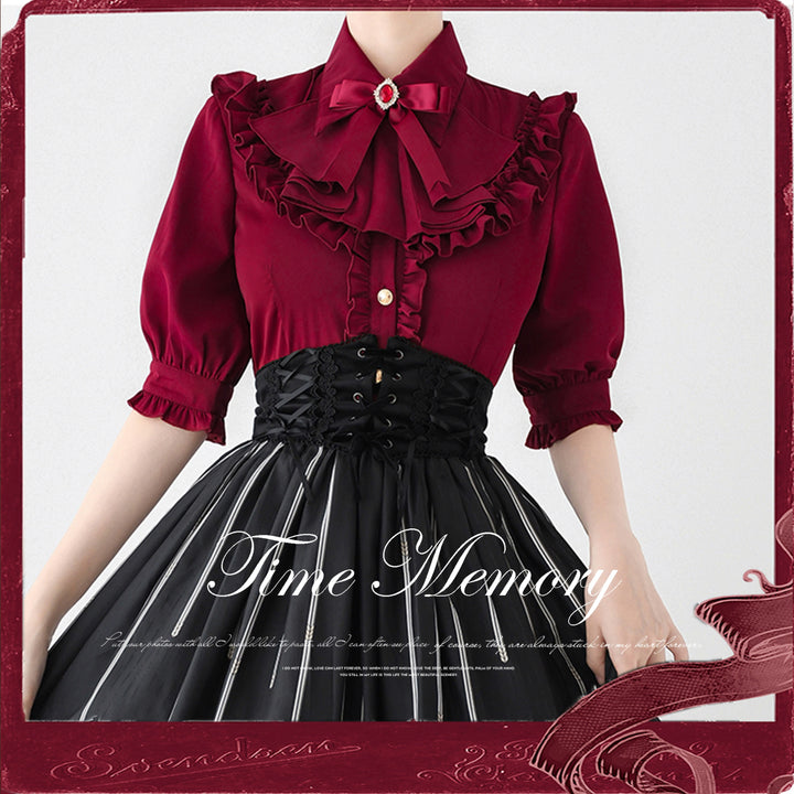 Time Memory~Earl Girl~Chiffon Classic Lolita Shirt with Mid-Length Mutton Sleeves