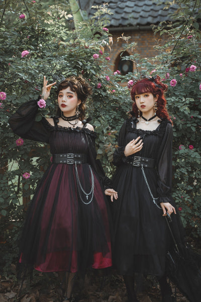 Cornfield Lolita~The Girl Assassin~Halloween Gothic Lolita Irregularly Hemline Dress   