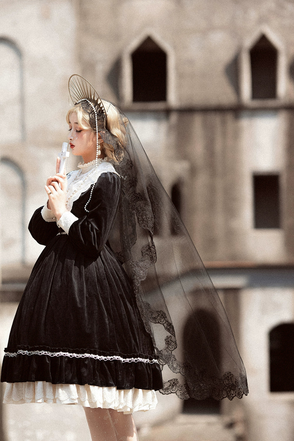 (BFM)Miss Point~Customized Lolita Dress Vintage Elegant Velvet OP Dress 32520:391690