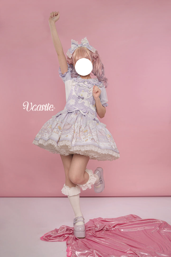 Vcastle~Unicorn Sugar Party~Kawaii Lolita Salopette Suit with Unicorn Hood 42110:726674