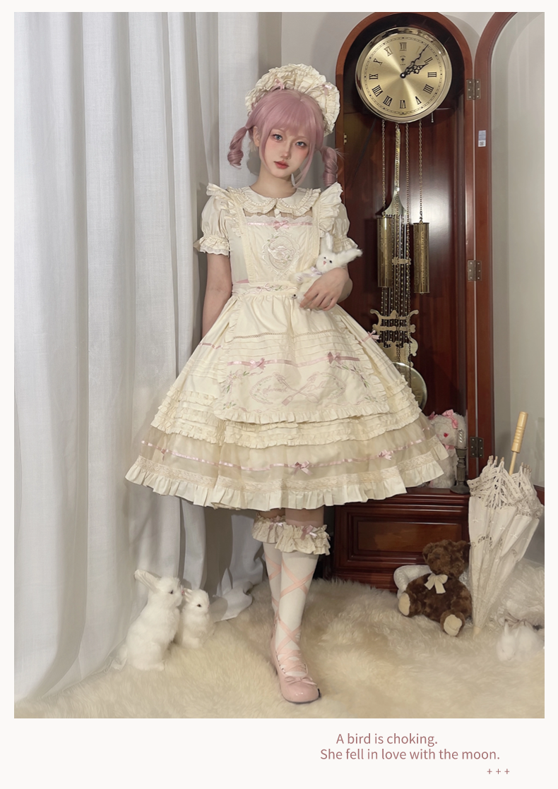 The Seventh Doll~Hazy Afternoon~Vintage Lolita OP Dress Embroidered Apron   