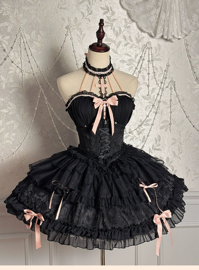 Alice Girl~Cross~Gothic Princess Lolita Corset with Multiple Layers Hem