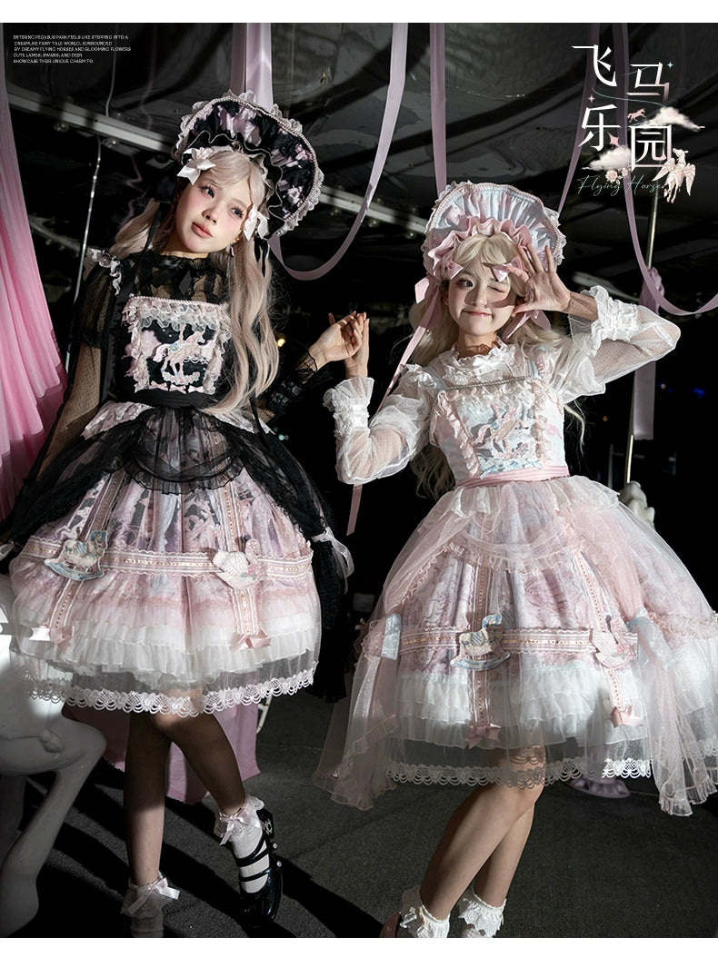 Urtto~Pegasus Park~Sweet Lolita JSK Dress Dual Color Princess Lolita Dress Set