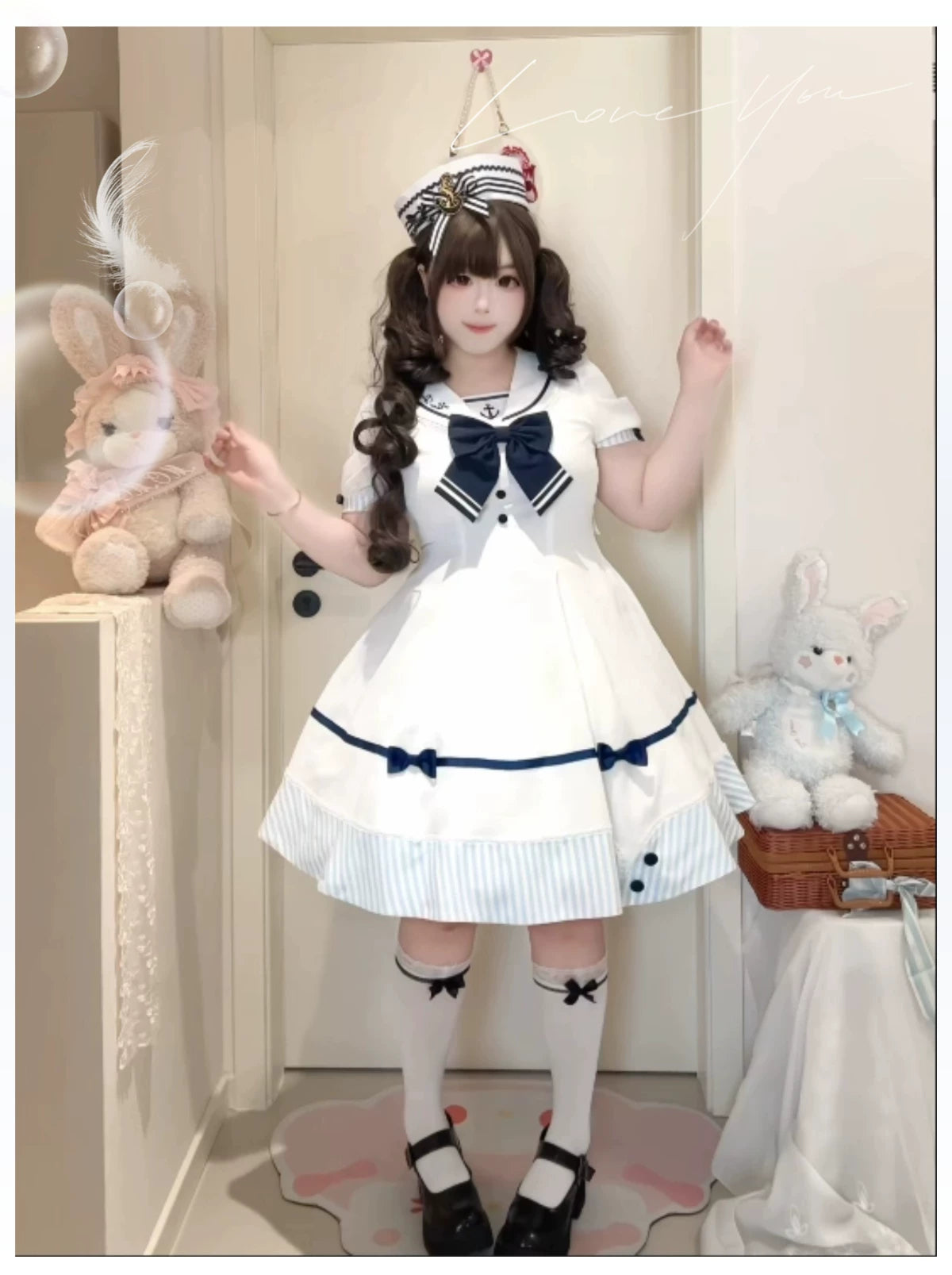 Little Sea Breeze - Summer Sailor Lolita OP Dress with Detachable Bow 45712:859178