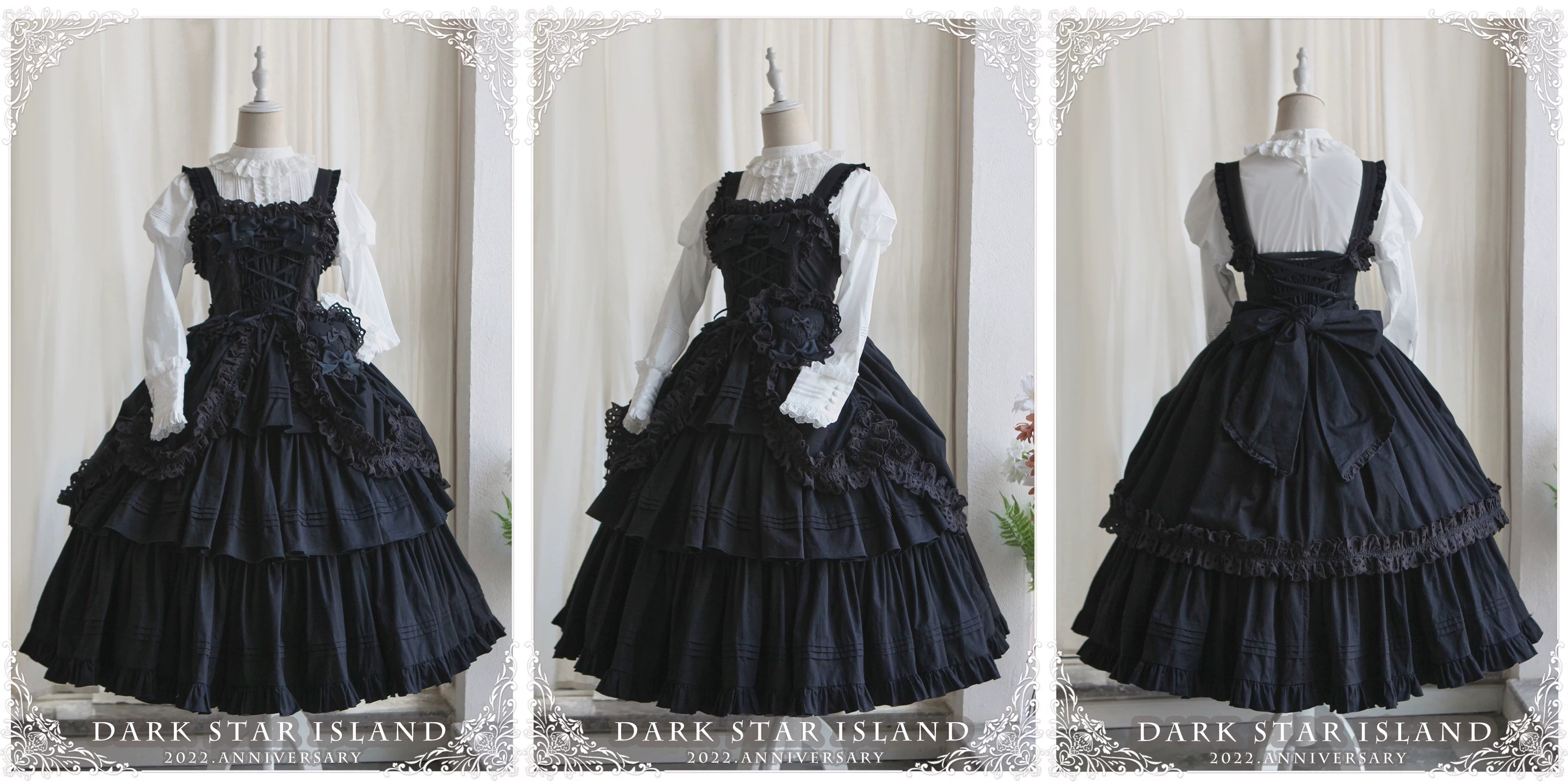 Cotton Gothic Lolita Long JSK, Drawn-up Hem