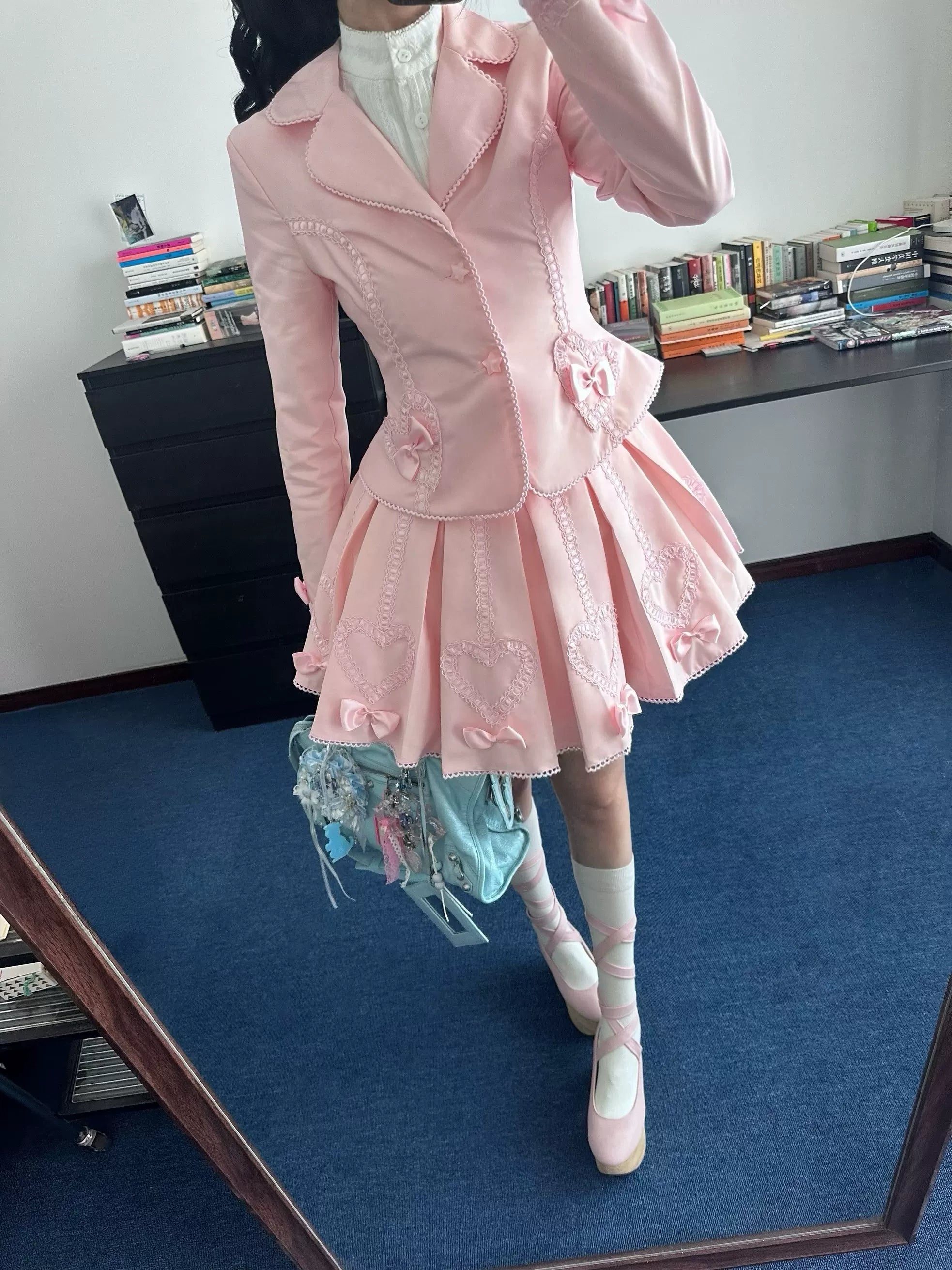 Promise After Class - Old School Lolita Fitted Blazer & Pleated Skirt Set 45492:849755