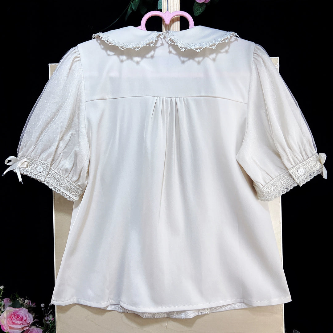 DFMS~Midsummer Moonlight~Sweet Lolita Shirt Short Sleeve Summer Blouse Doll Collar   