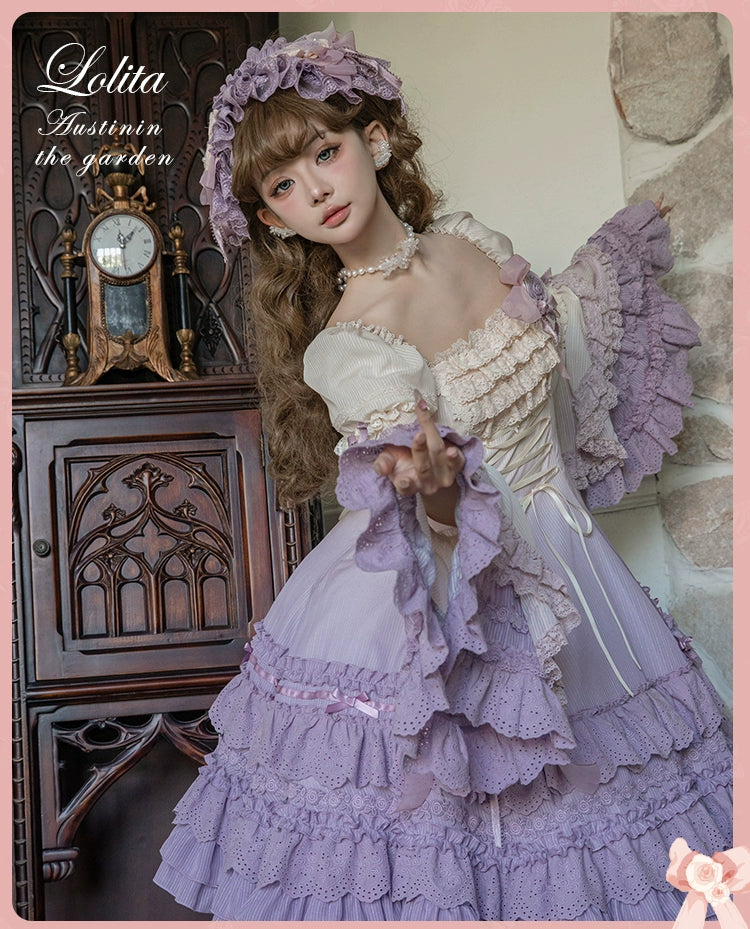 Mademoiselle Pearl~Austin in the Garden~Sweet Lolita Princess Sleeves   