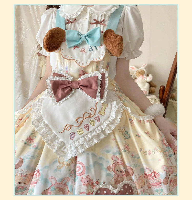 YingLuoFu~Sweet Pet Paradise~Kawaii Lolita Salopette Dress Pet Print