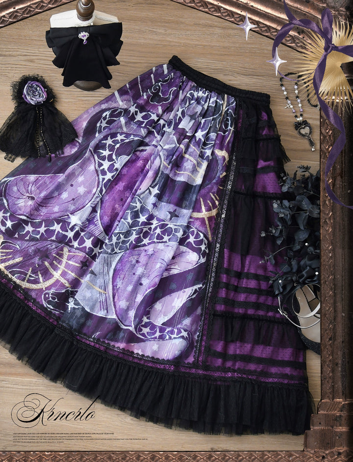 Krncrlo~Laocoon~Gothic Lolita SK Suit With Purple Snake & Apple Print (2XL L M S XL XS) 43289:772508