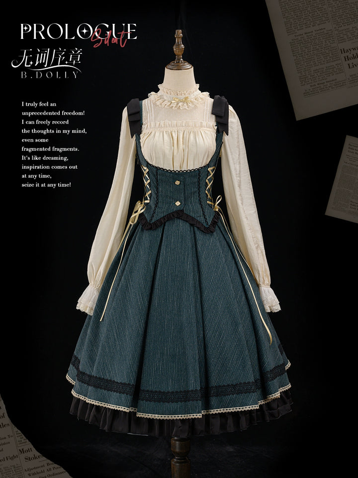 Baduoni~No Word Prologue~Classic Lolita JSK Suit Bust-supporting Dress Green Bust-supporting JSK Only S