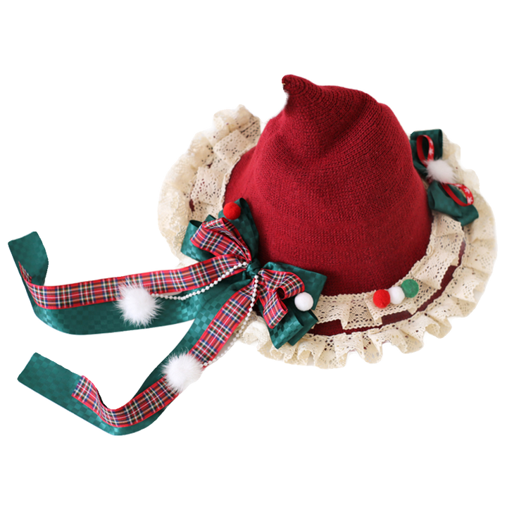 Xiaogui~Christmas Lolita Witch Hat Red Winter Lolita Hat   
