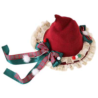 Xiaogui~Christmas Lolita Witch Hat Red Winter Lolita Hat   
