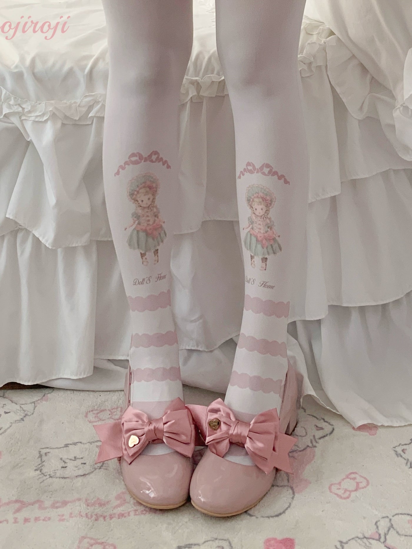 Roji Roji~Sweet Lolita Pantyhose Velvet Print Pantyhose for Autumn/Winter Free size  