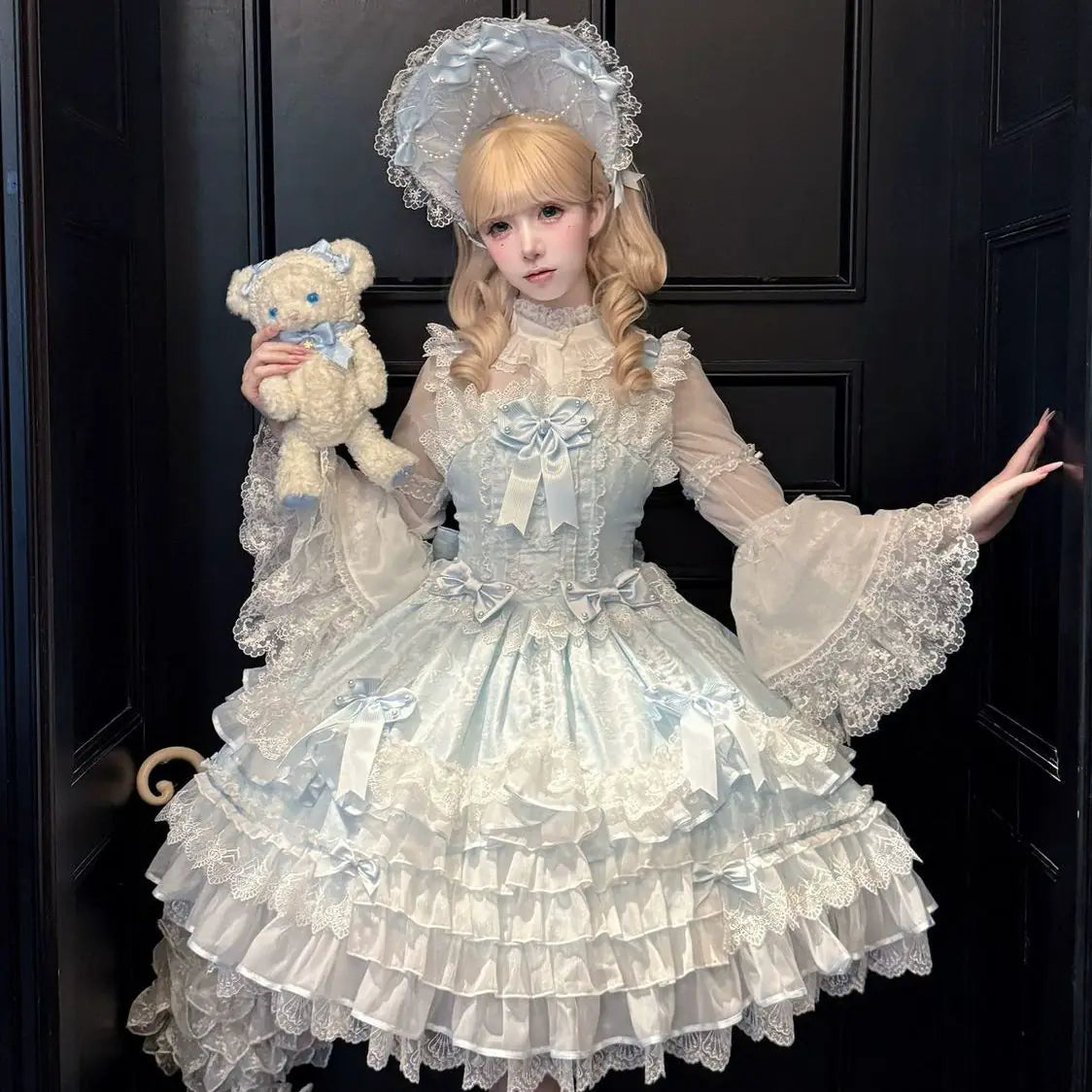 Star Porcelain Doll - Sweet Lolita JSK Dress Set, Tiered Ruffle Hem 46093:874751