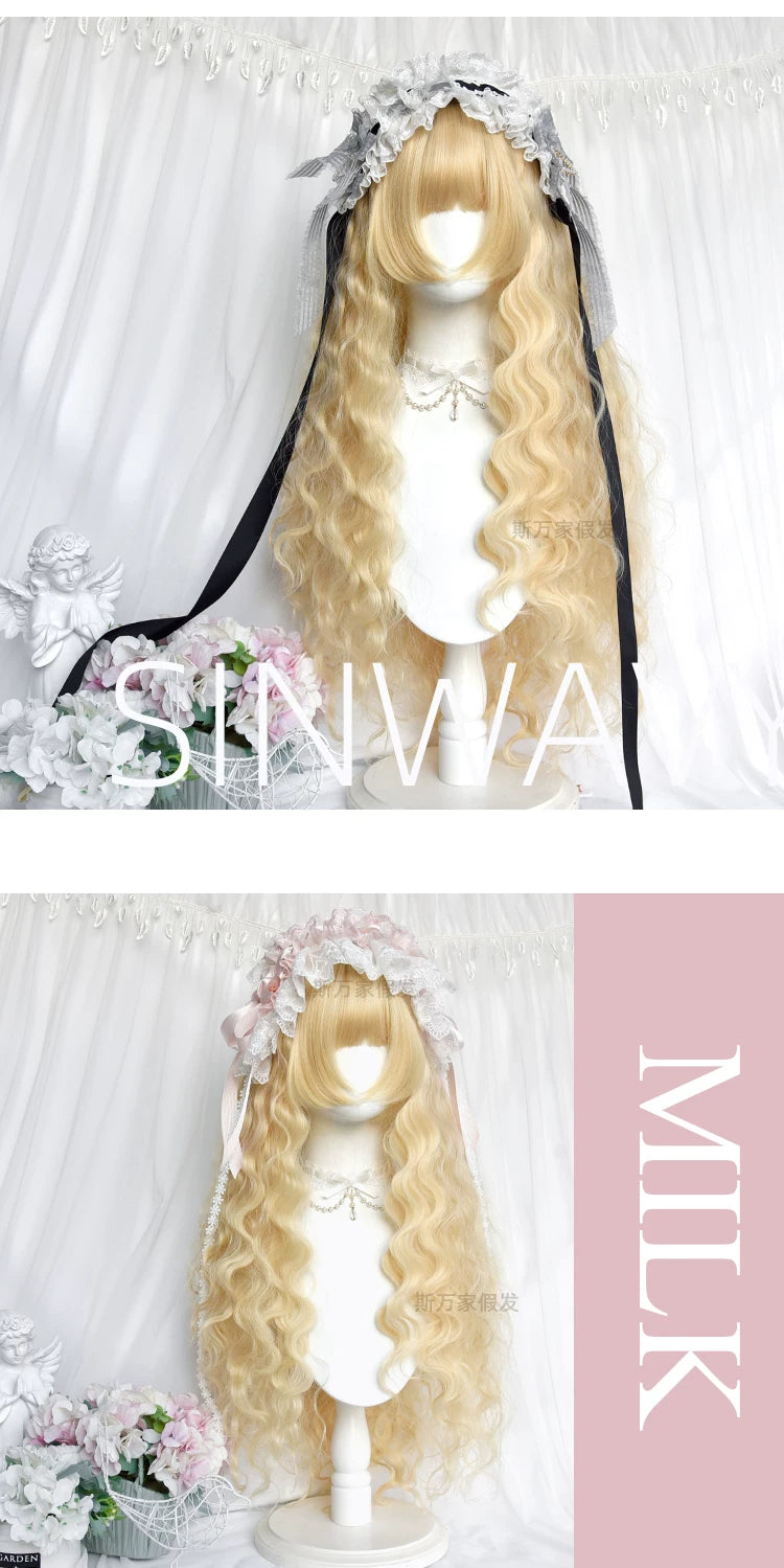 Doll-like Lolita Long Curly Wig, Comic Sideburns