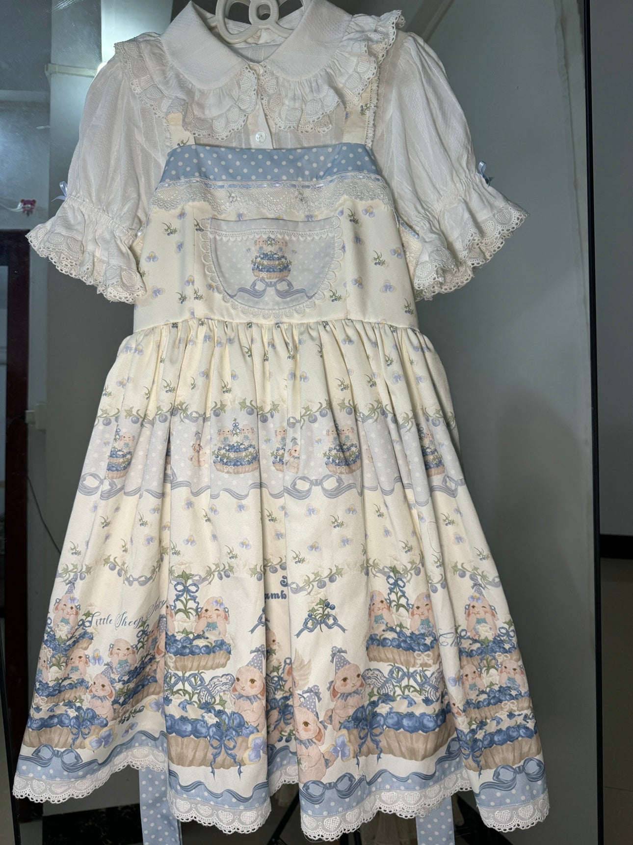 Akiyama Future Studio - Blueberry Tart Party - Sweet Blue Lolita Salopette Dress Blueberry Tart Print JSK Dress S JSK
