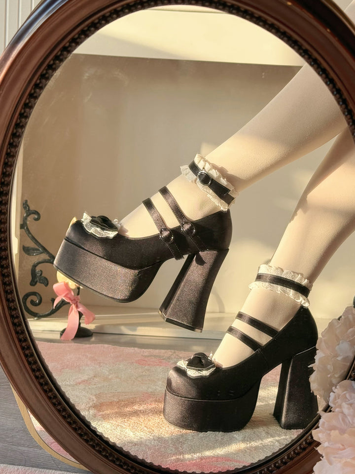 Pure Tea For Dream~Otome Fairy Tale~Sweet Lolita Shoes High Platform Satin Heels 42091:726164