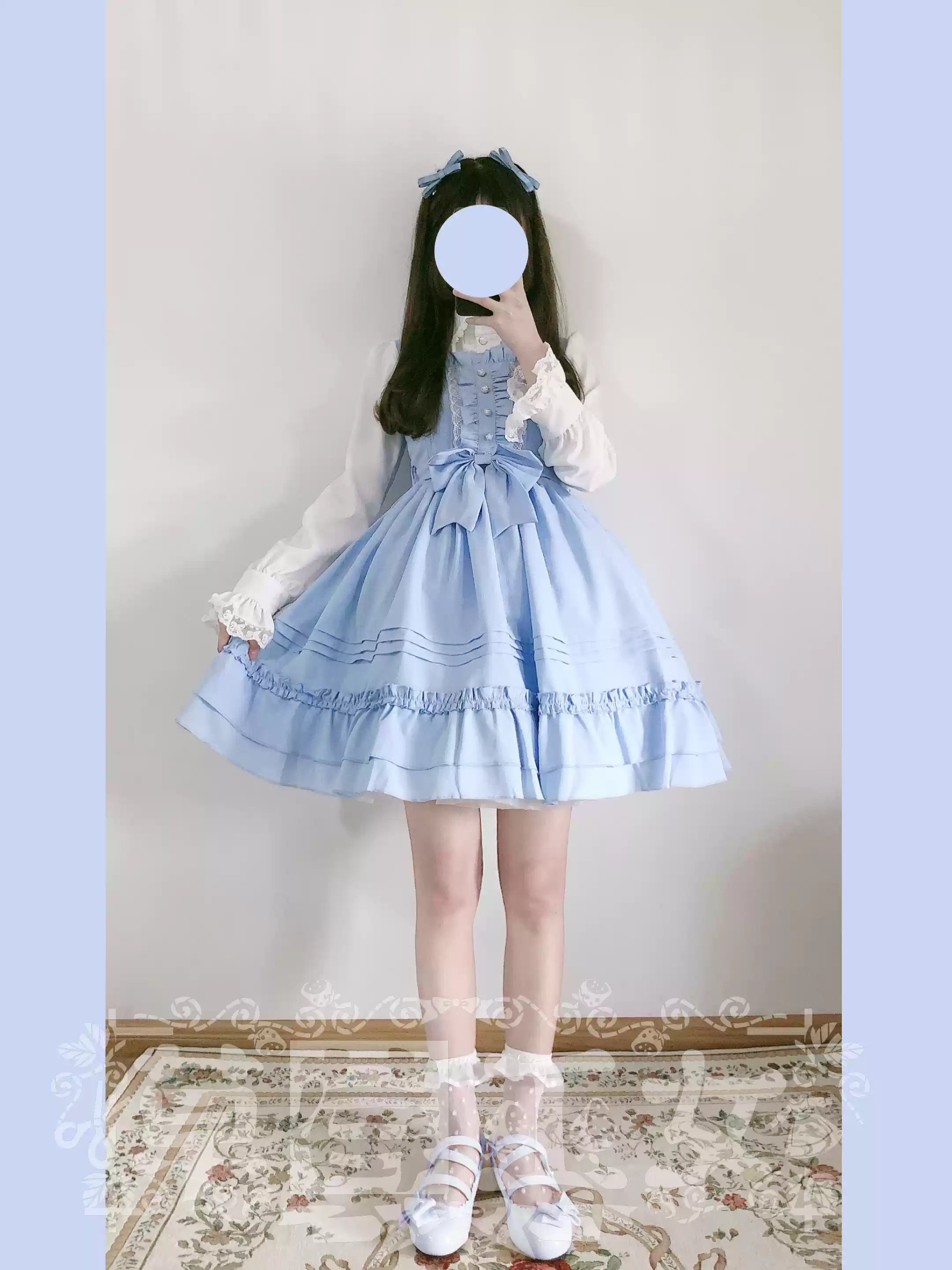 Strawberry Witch - Sweet Lolita JSK Multicolored Lolita Dress Soft blue S